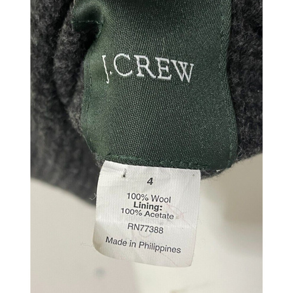 J Crew 4 Trench Coat Dark Gray Wool Lined Jacket One Button Pockets Womens - Picture 10 of 10